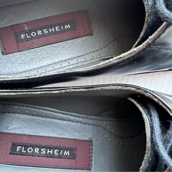 Florsheim Black Leather Cap Toe Lace Up Oxford Shoes Men 11 D Dress Work Classic - Picture 10 of 15